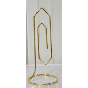 Gold Finish Giant Paperclip Desktop Home or Office Letter Mail Metal Organizer